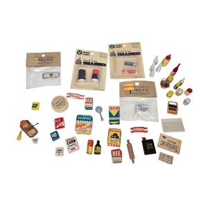 Vtg Dollhouse Miniatures Groceries Pantry Items Can Food & Drinks General Store